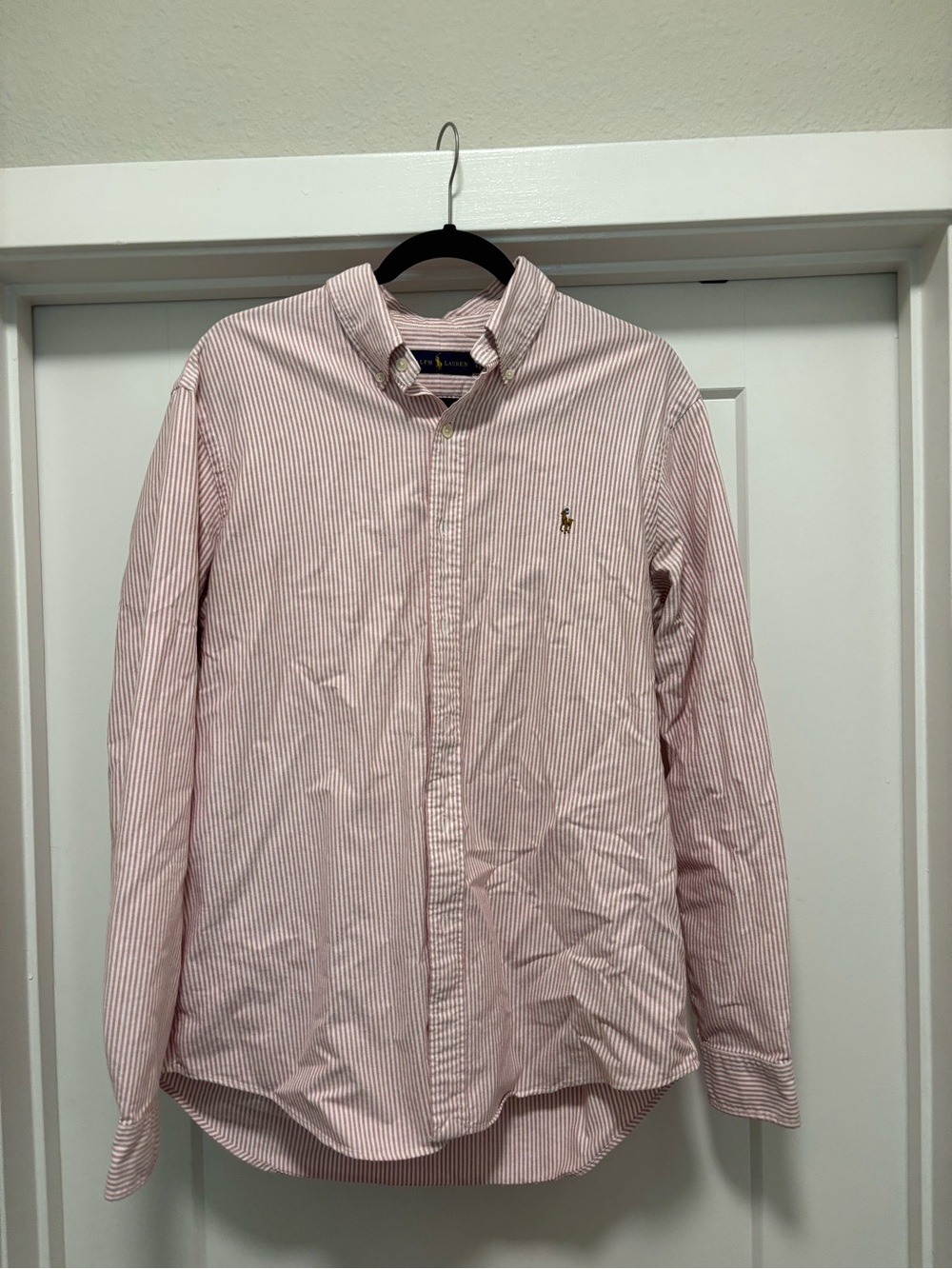 Ralph Lauren Pink and White Striped Button-Down Shirt